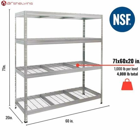 AR SHELVING Wire Heavy Duty 71 in. H X 60 in. W X 20 in. D Metal Shelving Unit 8586002702415